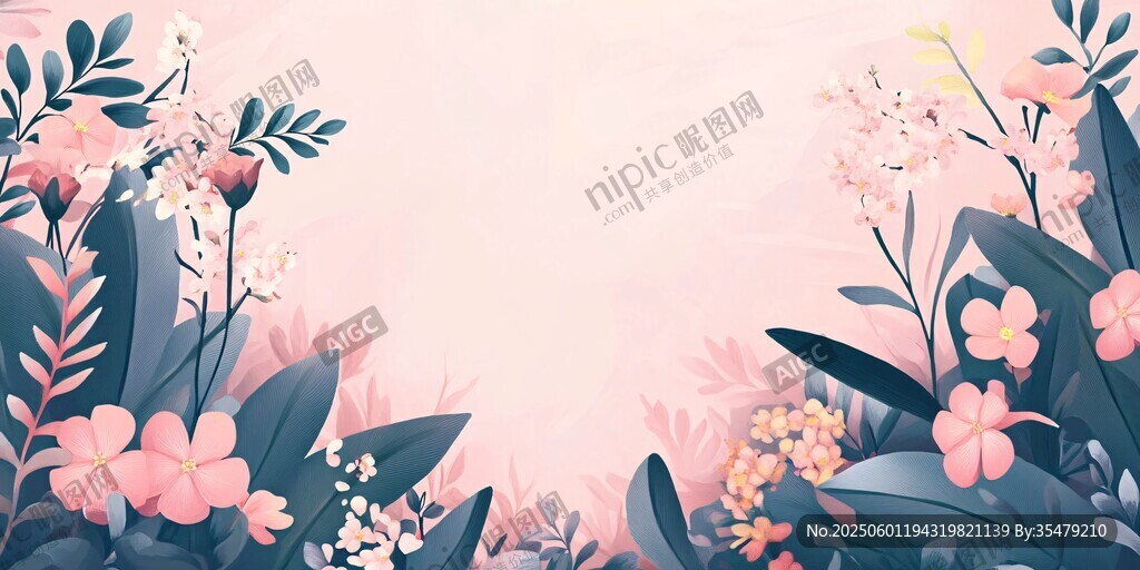 粉色花卉植物梦幻背景图