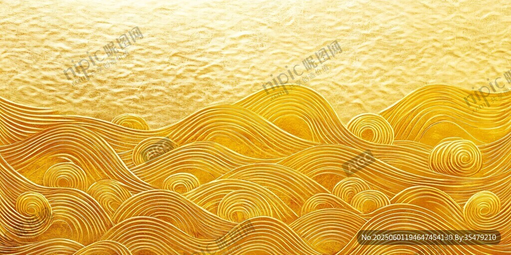 金色波浪纹理艺术背景
