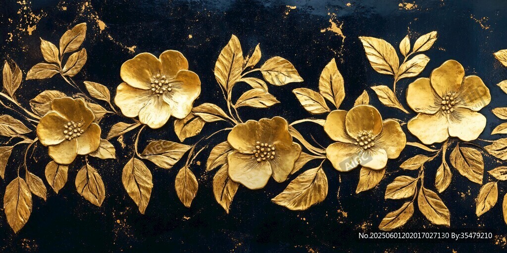 金色花卉图案装饰带