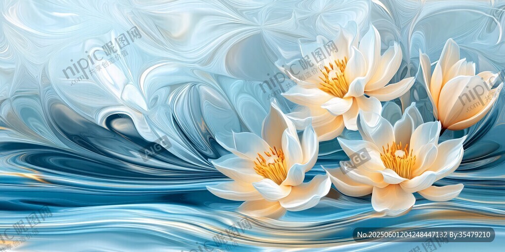 梦幻蓝调水莲花