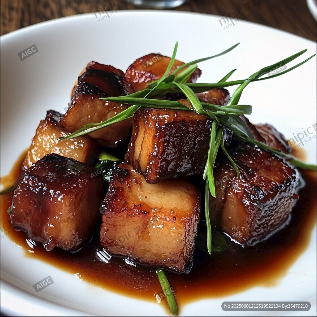 美味红烧肉摆盘精致诱人
