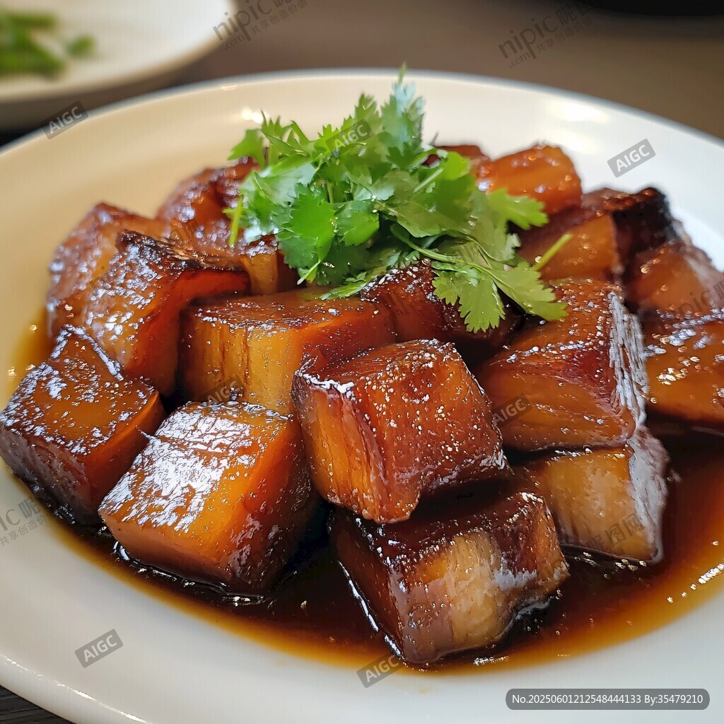 美味红烧肉 点缀翠绿香菜