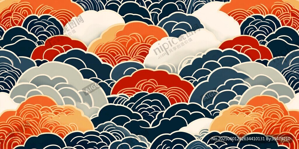传统中式海浪纹图案
