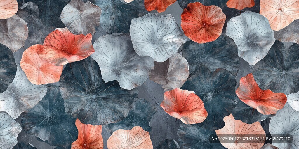 水彩风花叶图案背景图