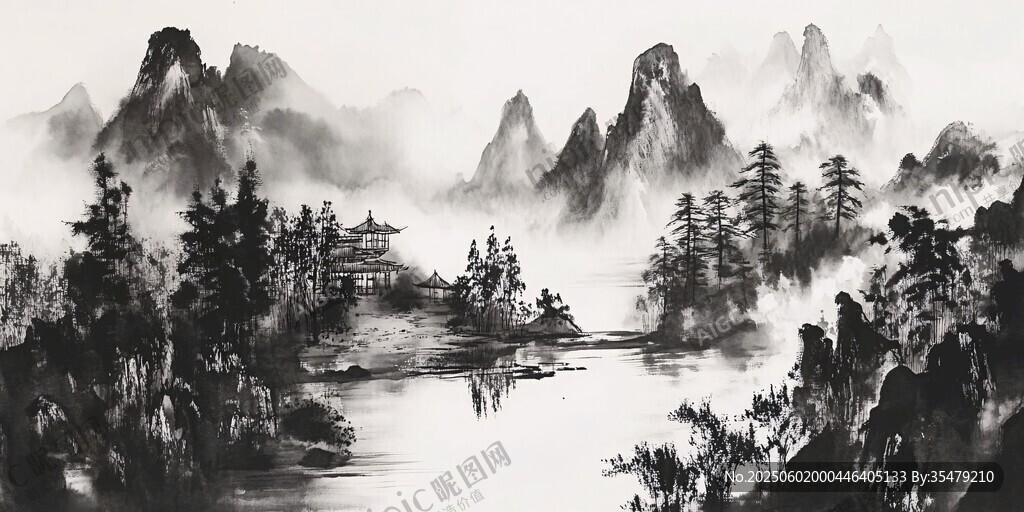 水墨山水间的静谧景致