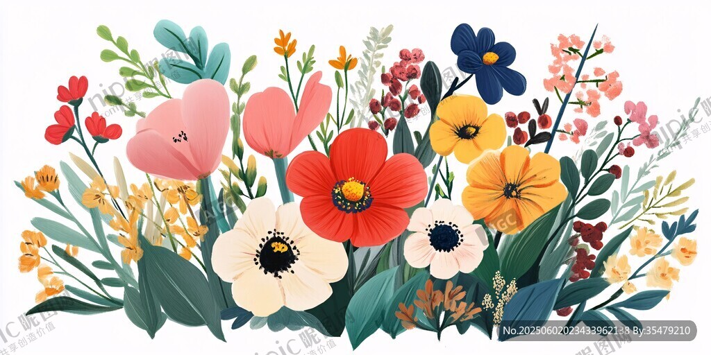 缤纷花卉插画 绽放春日活力