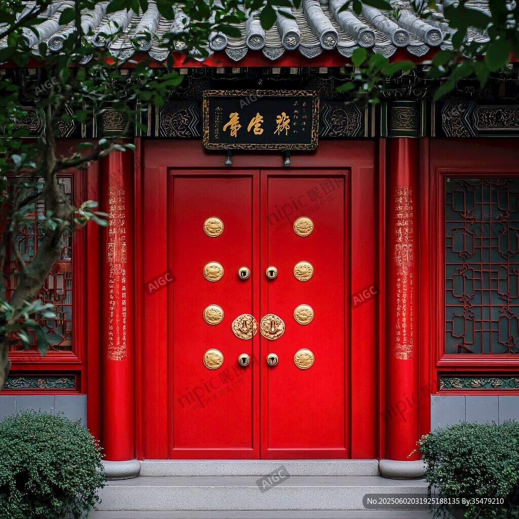 中式红门古建筑风采