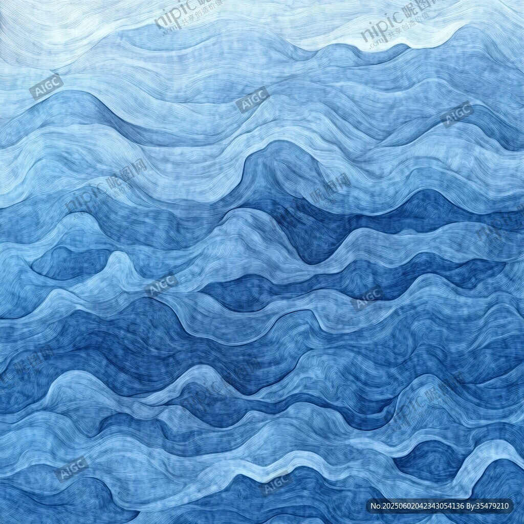 蓝色波浪纹理艺术背景图