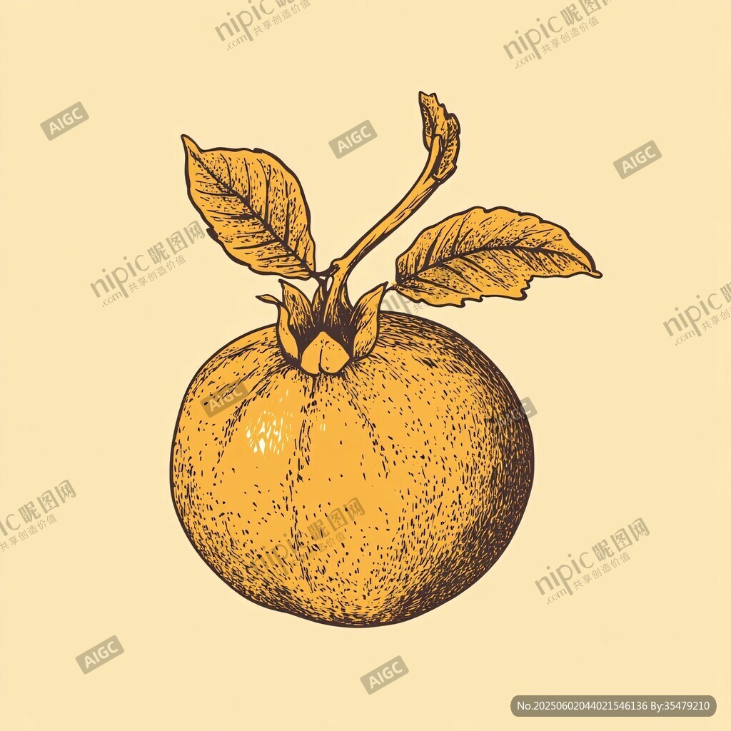 手绘柑橘插画 简约风格
