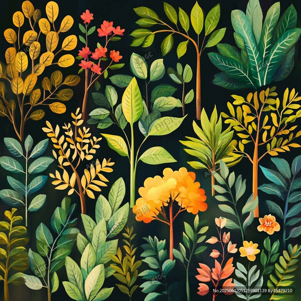 多彩植物插画 展现自然生机