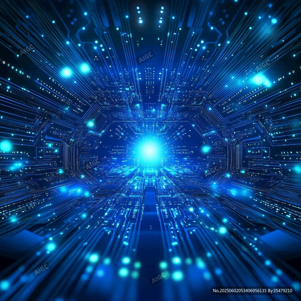 科技感蓝色未来数字空间