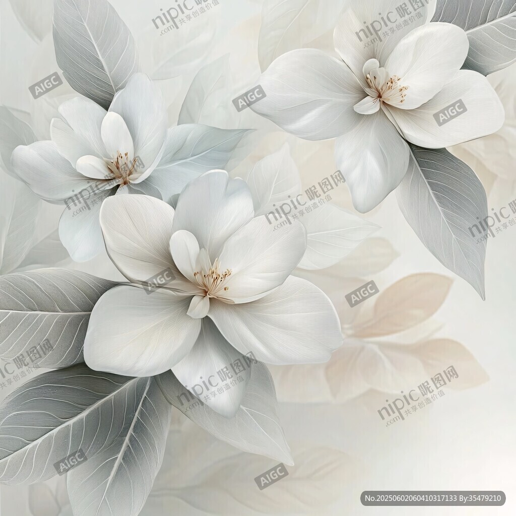 淡雅白花图