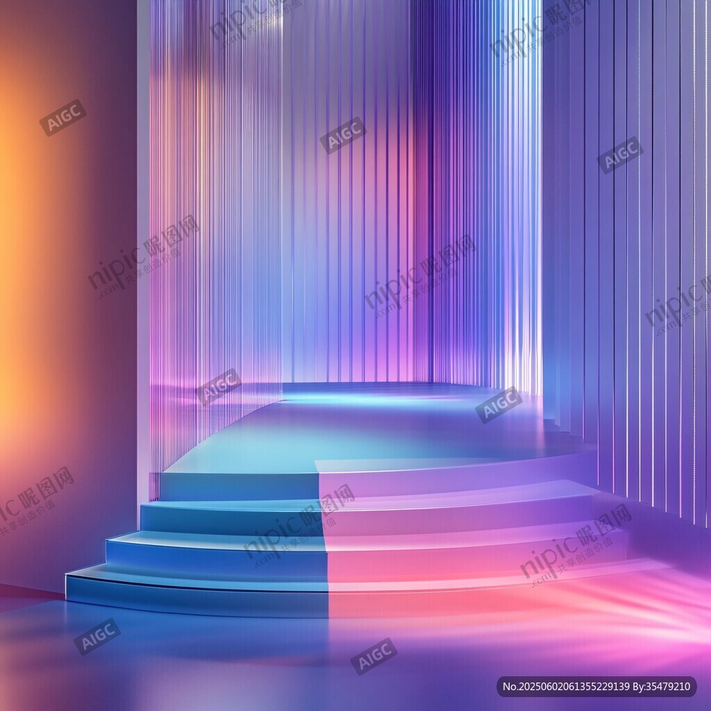 梦幻炫彩渐变光影楼梯场景