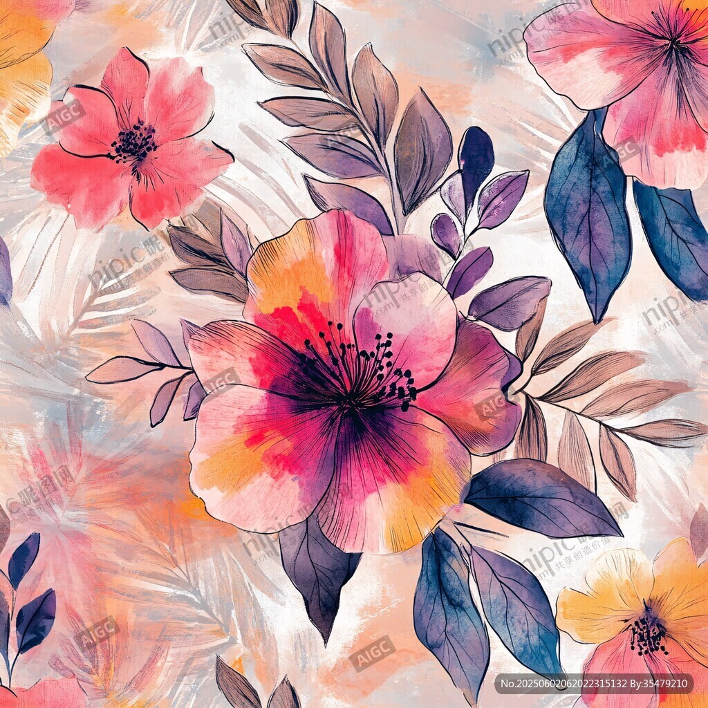 水彩花卉图案