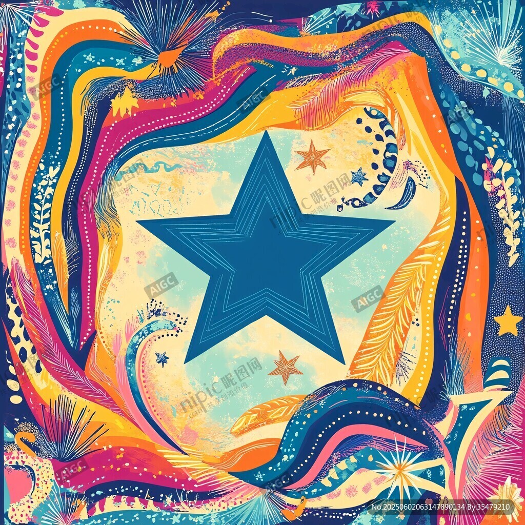 五彩星芒环绕的绚丽图案