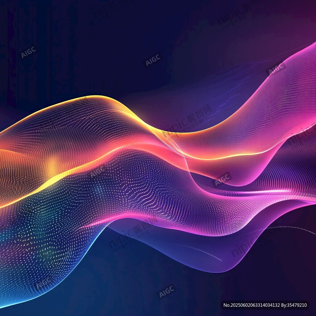 炫彩动感波浪线条背景图