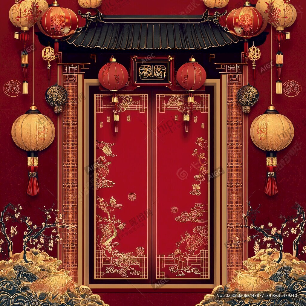 中式红门贺岁喜庆场景