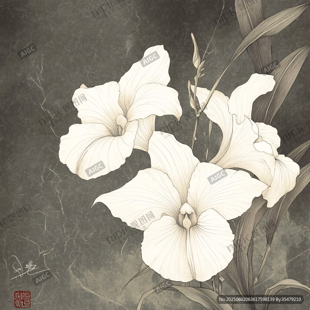 水墨白兰花韵