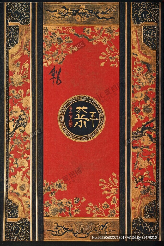 中式传统红色锦缎茶叶包装