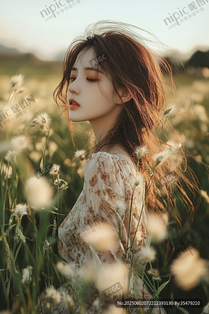 花田中的优雅女子
