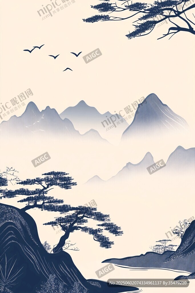 中式山水意境图