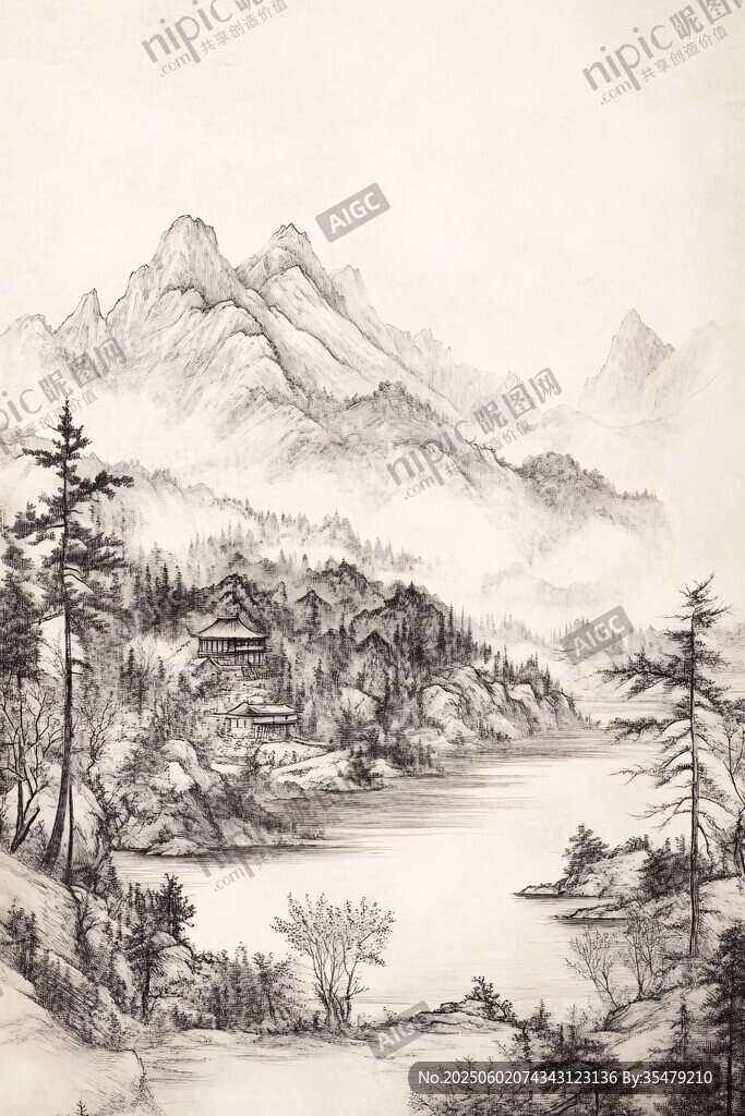 水墨山水间的静谧景致