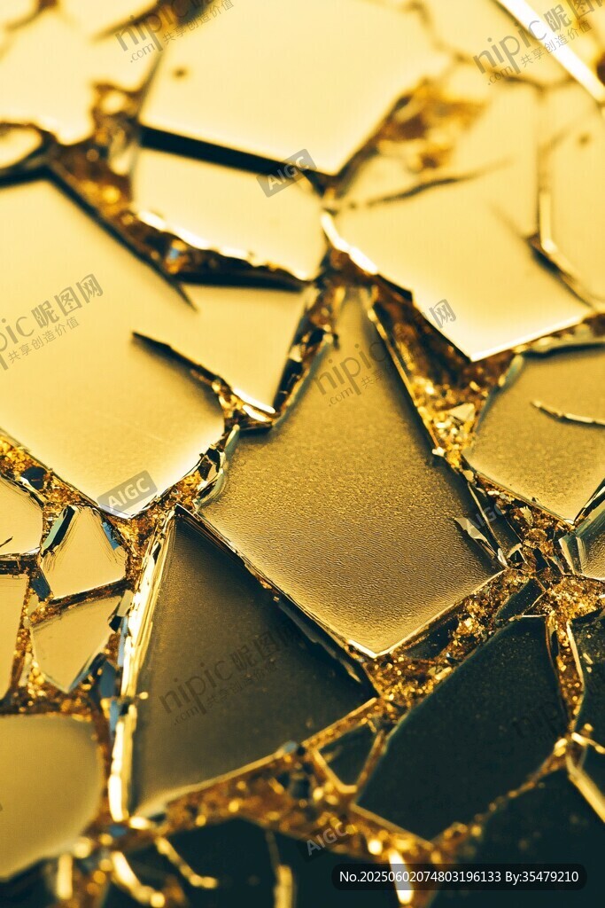 碎裂的金色金属片纹理