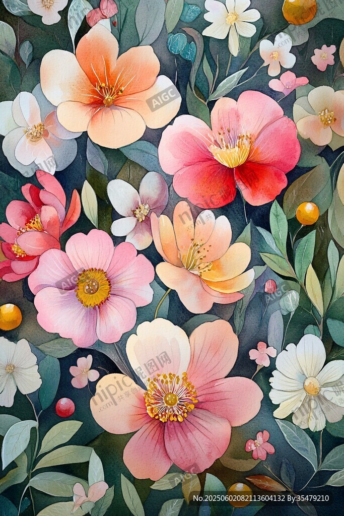 缤纷花卉插画 自然之美