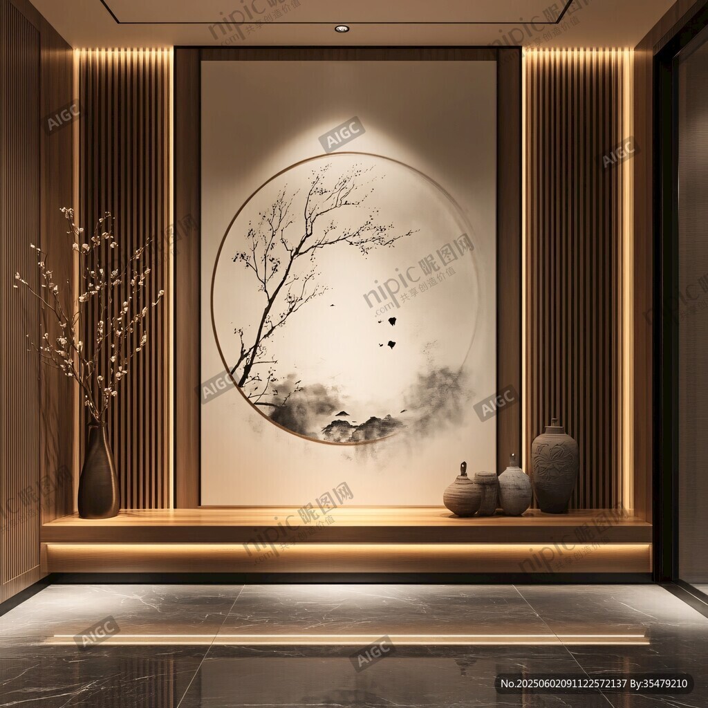 中式玄关 水墨意境装饰画