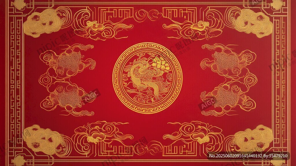 中式红金祥瑞传统图案背景
