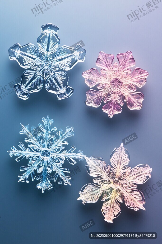 多彩透明雪花装饰摆件