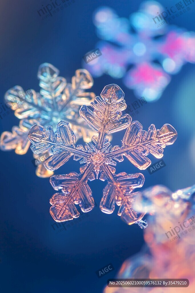 梦幻绚丽的微观雪花世界