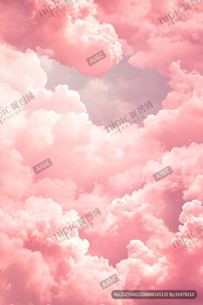 梦幻粉色云朵天空美景