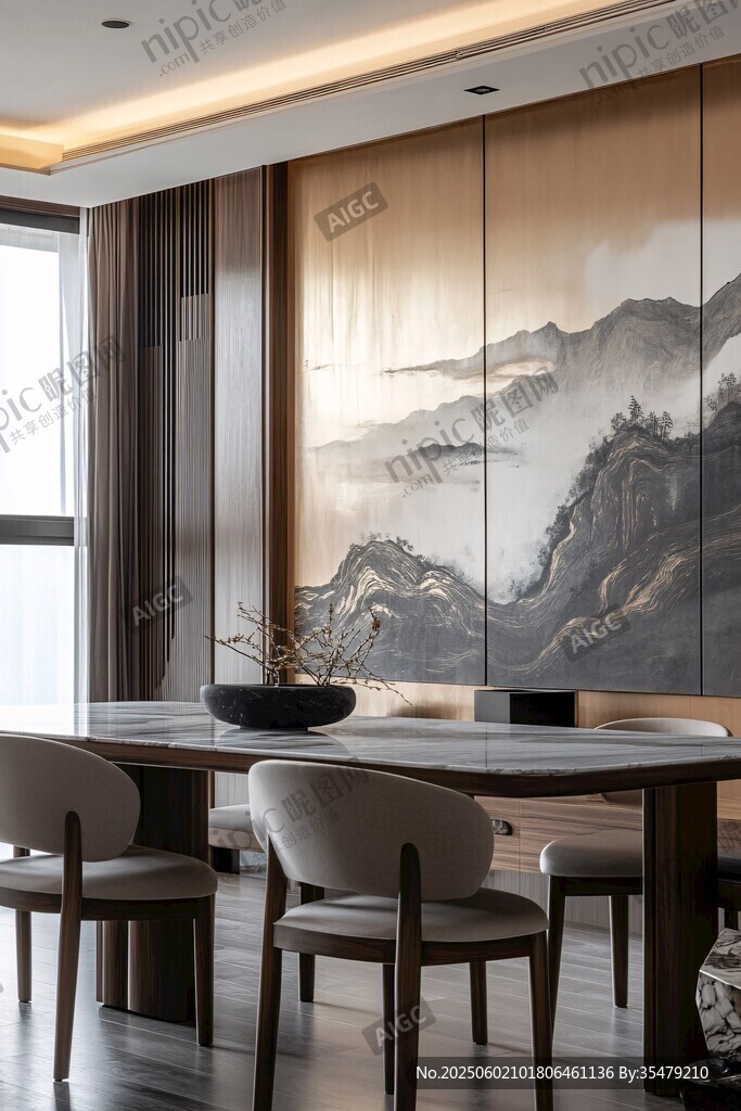 中式山水风雅致餐厅空间