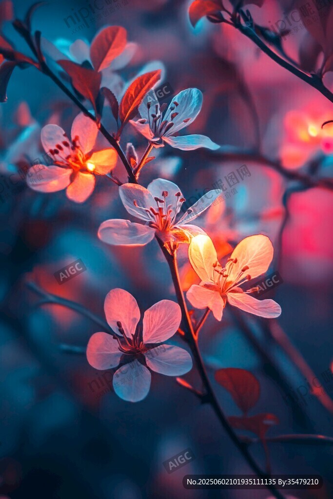 梦幻光影下的绚烂春花