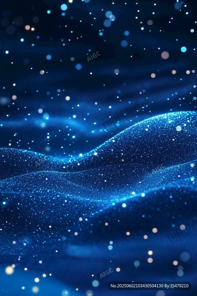 梦幻蓝色粒子流动背景
