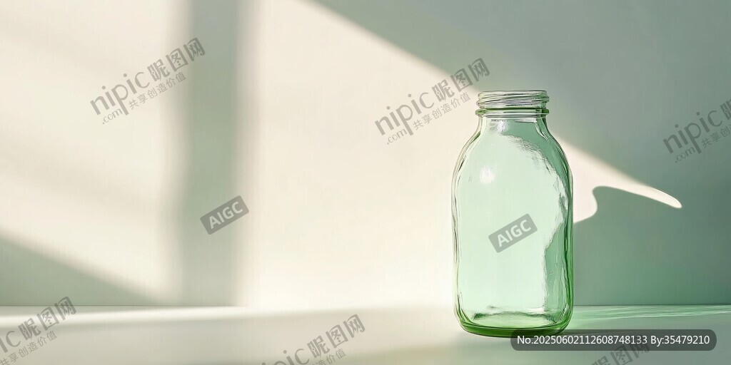 阳光下的空玻璃瓶