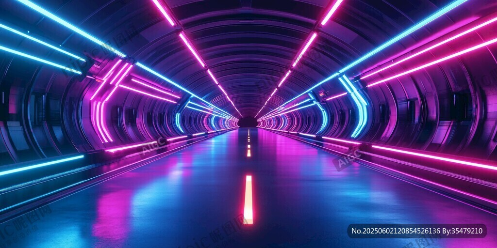 未来感霓虹科幻隧道空间