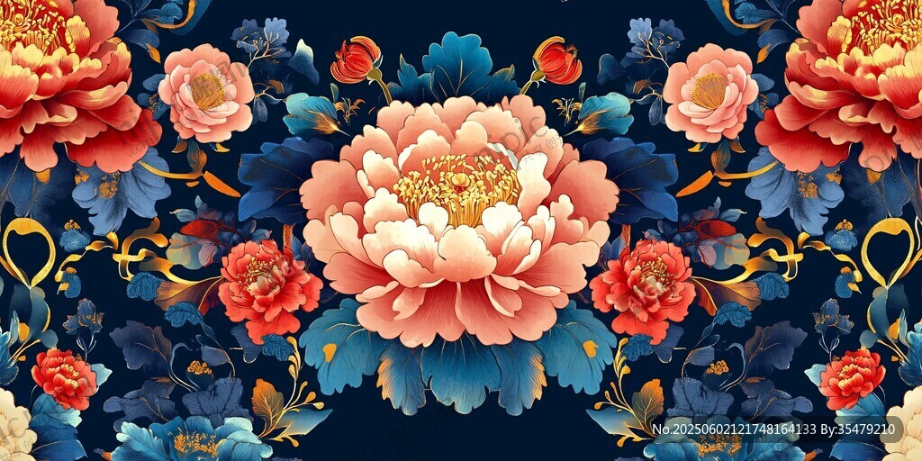中式繁花锦簇图案设计