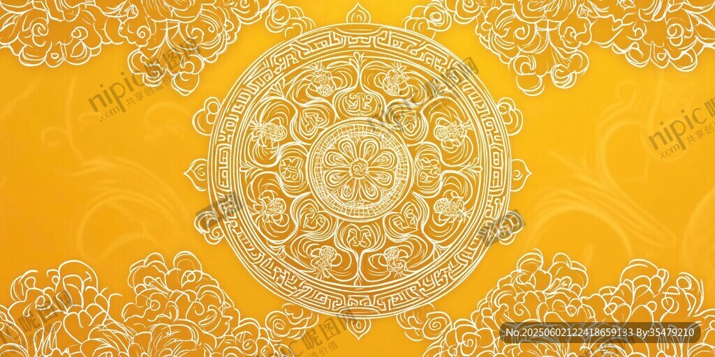 金色曼陀罗花纹背景图案