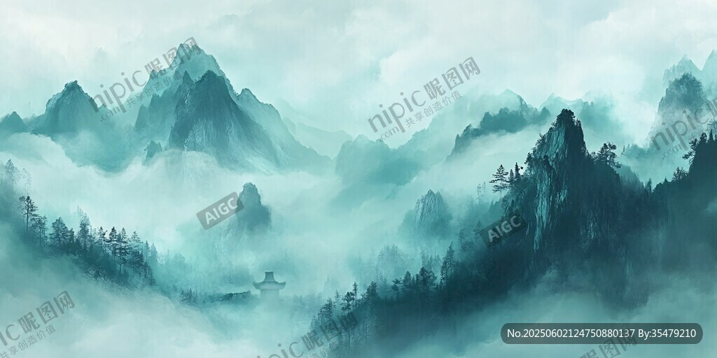 水墨山水间 云雾绕奇峰