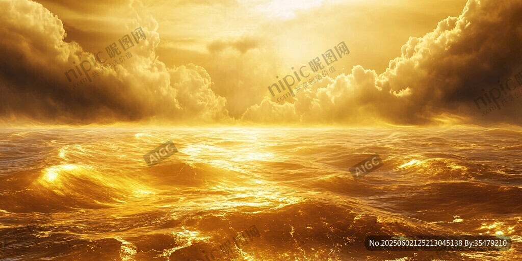 金色海洋上的壮丽日出