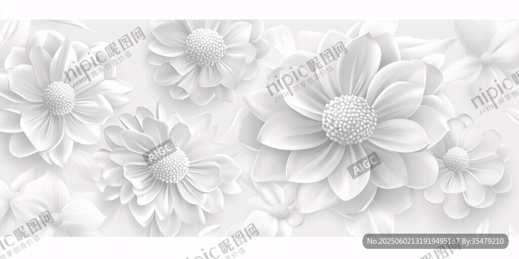立体白花图案背景纹理