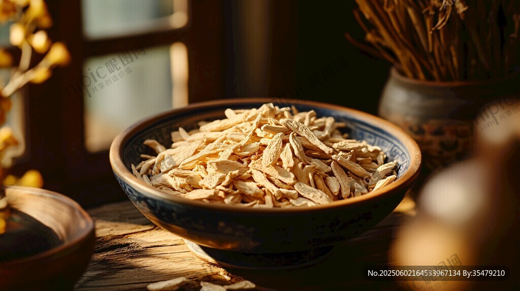 碗中干爽黄芪片 古朴之美