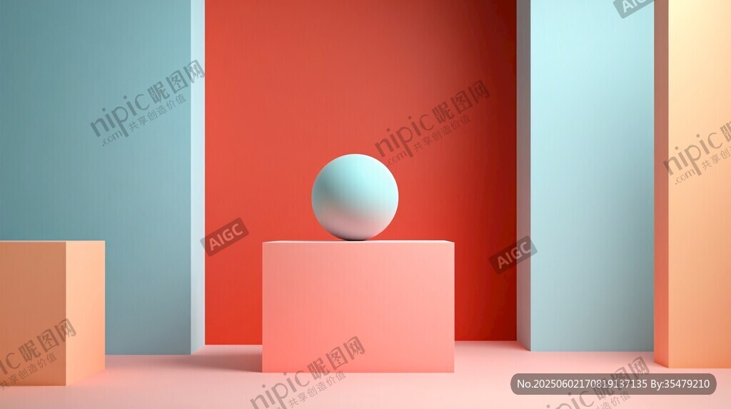 彩色空间中的简约球体展示
