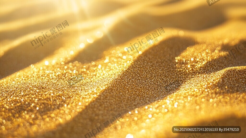 金色沙滩上的闪耀光影
