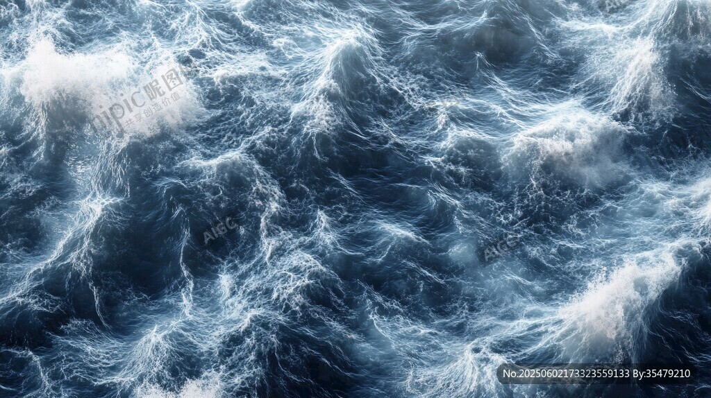 汹涌澎湃的蓝色海洋景象