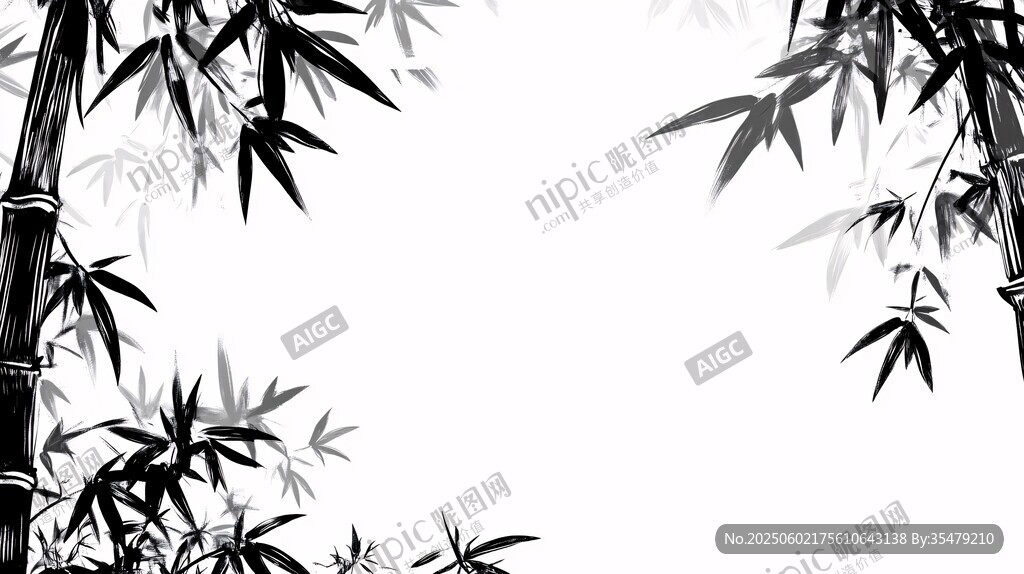 水墨风竹子装饰图案