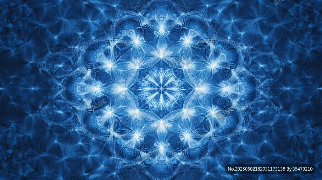 梦幻蓝色炫光曼陀罗图案