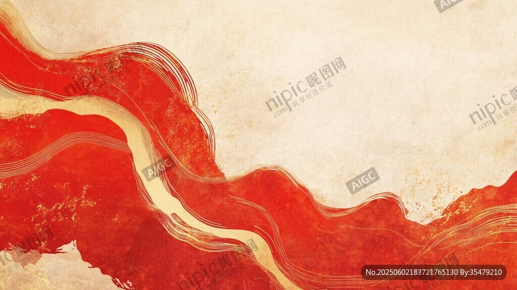 红色写意流动纹理背景图